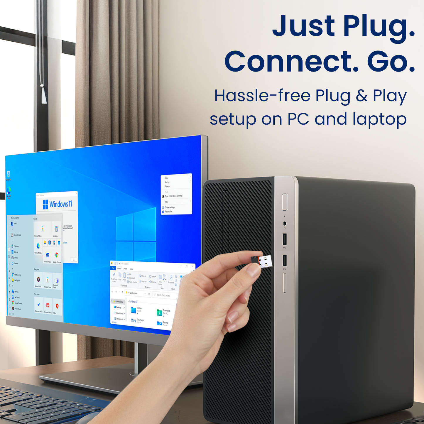 portronics bluefi plug and play wifi bluetooth dongle for instant wireless setup on desktop pc | usb wifi bluetooth 2 in 1 adapter with hassle-free plug and connect installation on windows 11 desktop without additional configuration | wifi dongle for pc with zero-setup plug and play for quick wireless internet and bluetooth access at home and office | best plug and play wifi dongle for desktop pc with instant bluetooth and wi-fi connectivity on windows 10 and above