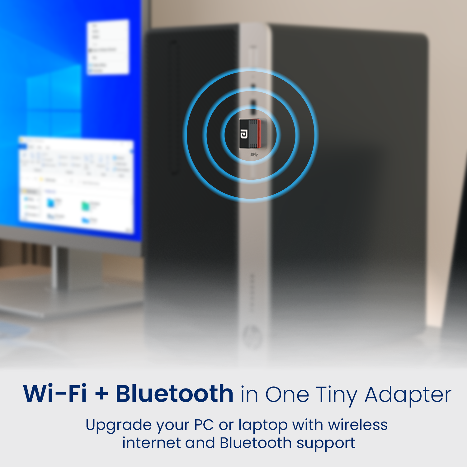 portronics bluefi bluetooth & wi-fi dongle | usb wifi bluetooth 2 in 1 adapter with ieee 802.11 b g n ac | wifi dongle for laptop and desktop use
