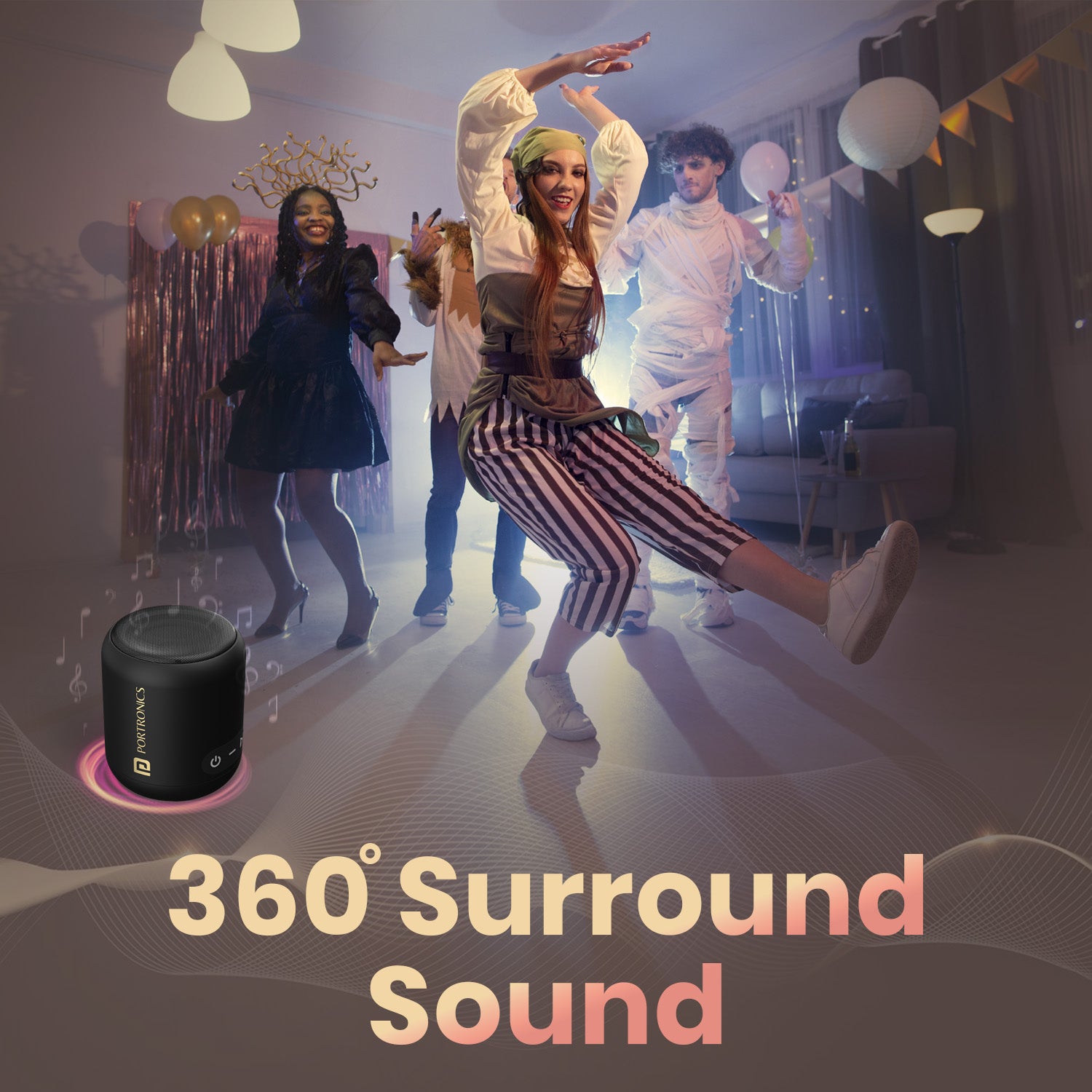 Black portronics bluetooth speakers sounddrum1 | 12w wireless audio output with rich sound | best bluetooth speakers alternative in compact size| portable speaker with 360 surround sound