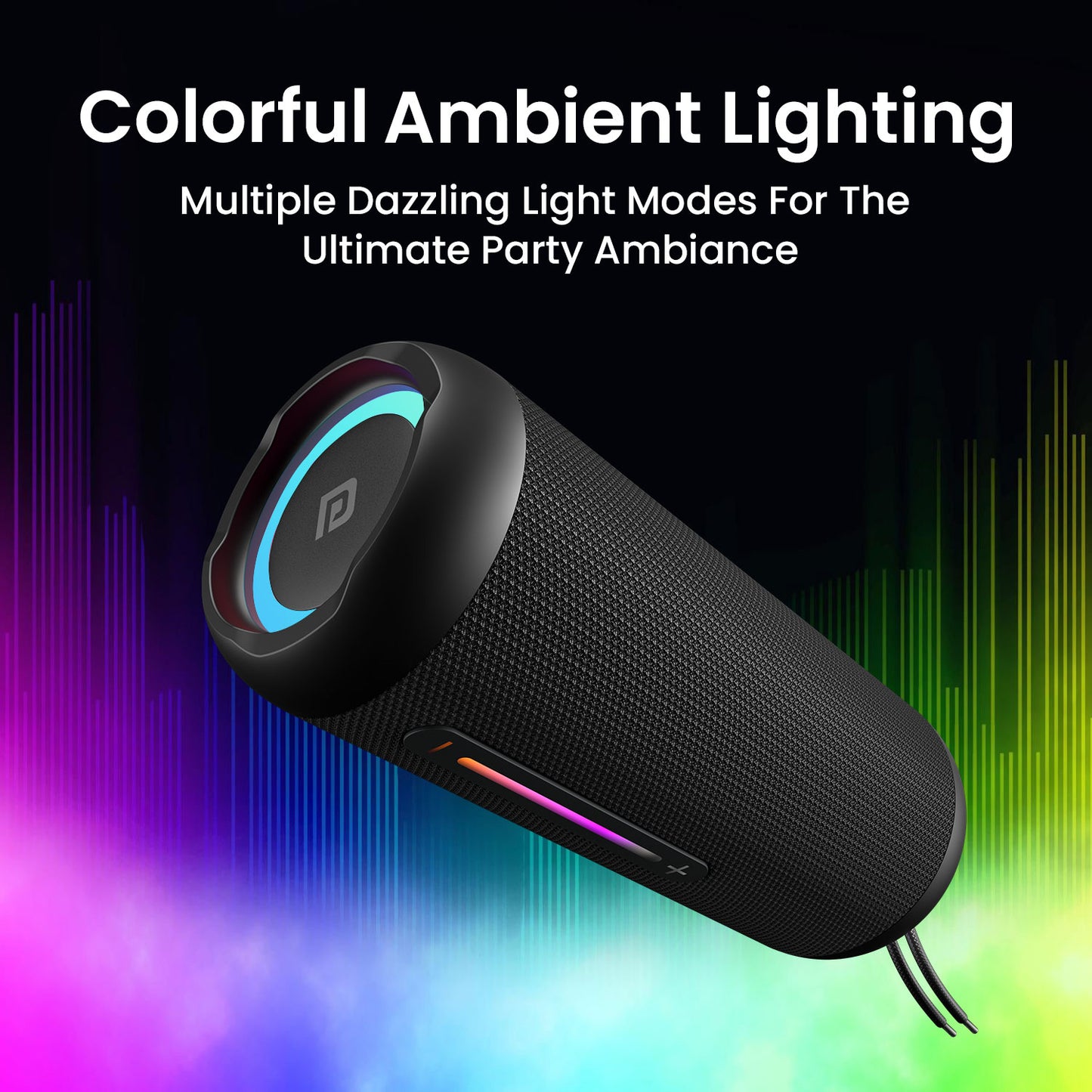 Black buy bluetooth speakers online | portronics breeze 5 portable bluetooth speaker with rgb lights, hands free calling, fm radio and latest mobile accessories at best price