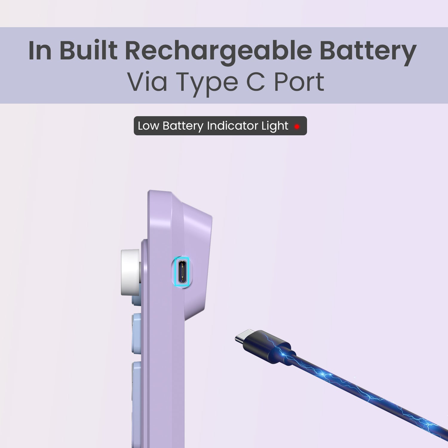 Purple portronics bubble 4.0 rechargeable wireless keyboard with type-c port in-built battery and low battery indicator for uninterrupted usage | laptop keyboard online with modern rechargeable keyboard design eliminating battery replacement hassle | wireless laptop keyboard with usb-c charging for daily office work and productive study sessions