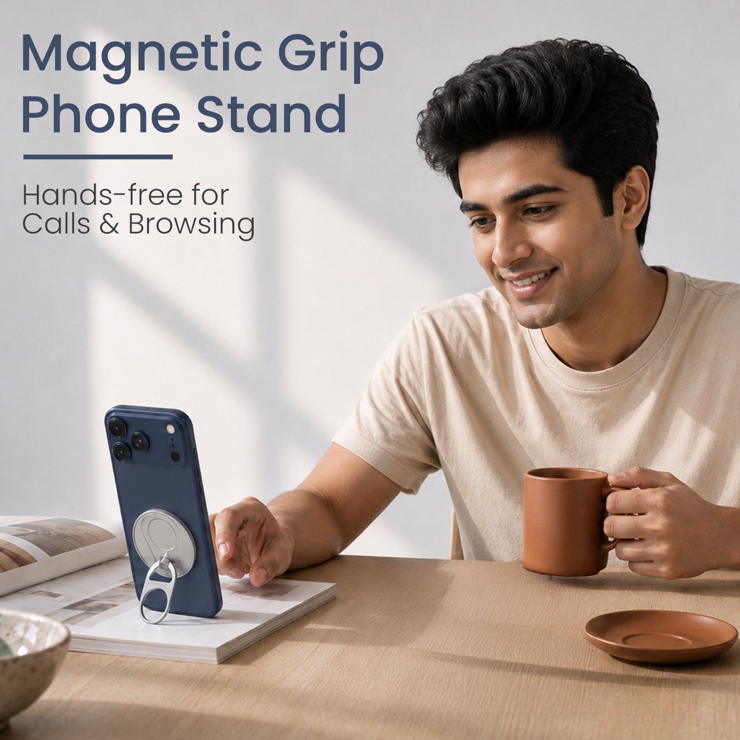 portronics clixo portronics mobile holder | hands free calling and browsing kickstand mobile holder for desk | reading content on desk while working hands free phone stand | best mobile stand for hands-free use at desk