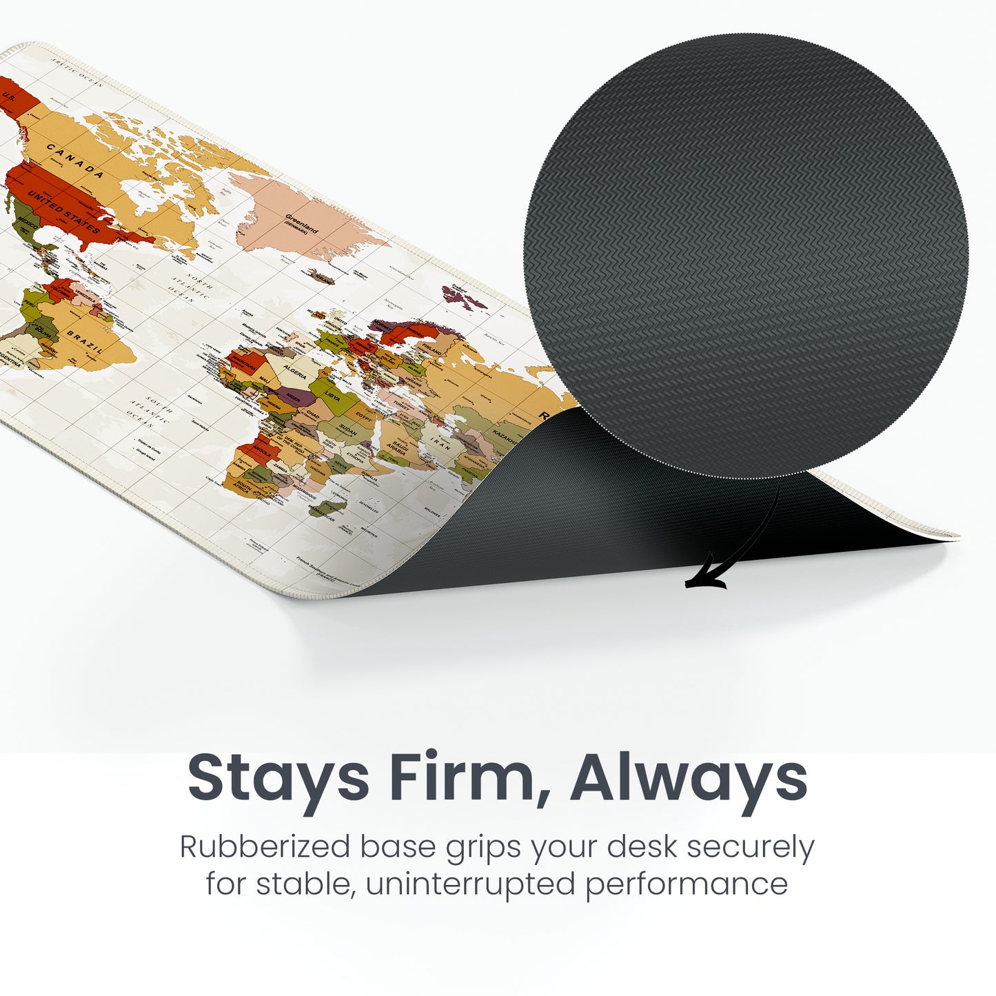 Beige portronics comfipad atlas mousepad for pc with anti slip base for secure grip on desk during wireless mouse and computer use | durable printed gaming mouse pad for laptop with stable uninterrupted performance | best computer accessories from portronics comfipad series