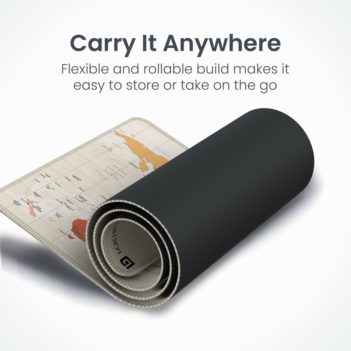 Beige portronics comfipad atlas rollable printed mouse pad with flexible and portable design for easy carry to office home and travel | lightweight gaming mouse pad and mousepad for mouse compatible with wireless devices | computer accessories online including comfipad atlas and compfipad wrist rest