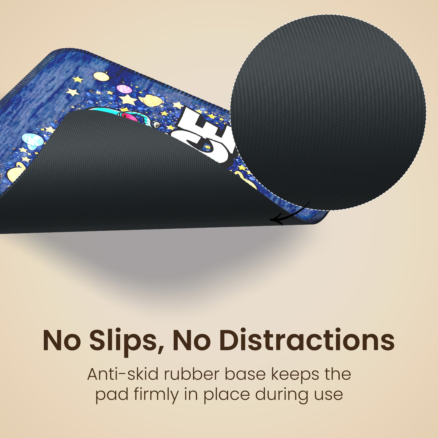 portronics comfipad space mousepad for pc with anti slip rubber base that keeps the mouse pad firmly in place during intense computer and wireless mouse usage | durable printed mousepad for mouse with high grip base ideal for work gaming and everyday computer tasks | best computer accessories online