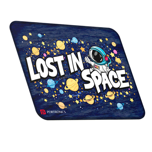 portronics comfipad space printed mouse pad with lost in space astronaut and galaxy theme design | vibrant mousepad for pc and computer with smooth fabric surface ideal for wireless mouse and daily computer use | best computer accessories and computer accessories online at best mouse pad price