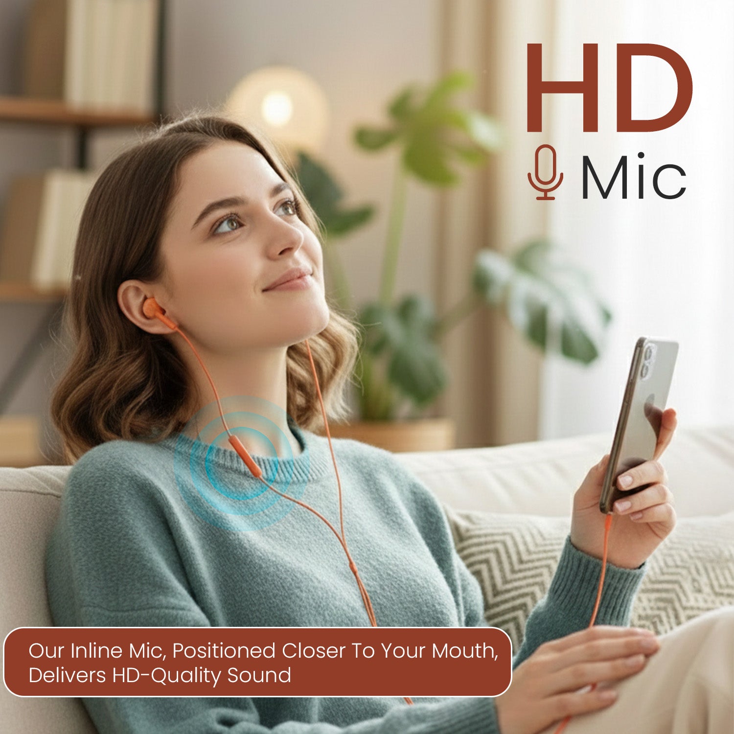 Orange portronics conch theta c portable headset | pocket sized travel ready build | daily commute earphone with mic | buy portronics wired earphones online