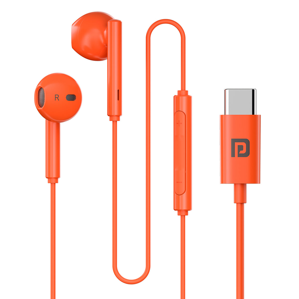 Orange portronics conch theta c type c audio headset | digital lossless sound delivery | high res music earphone with mic | best type c earphones with microphone