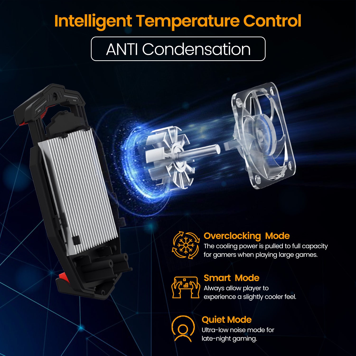 portronics cool pulse intelligent temperature control anti-condensation fan | overclocking smart and quiet mode with 3 speed settings for gaming | rechargeable mobile cooling fan with 3 speed modes for gaming and night use | best mini fan with intelligent temperature control and quiet mode