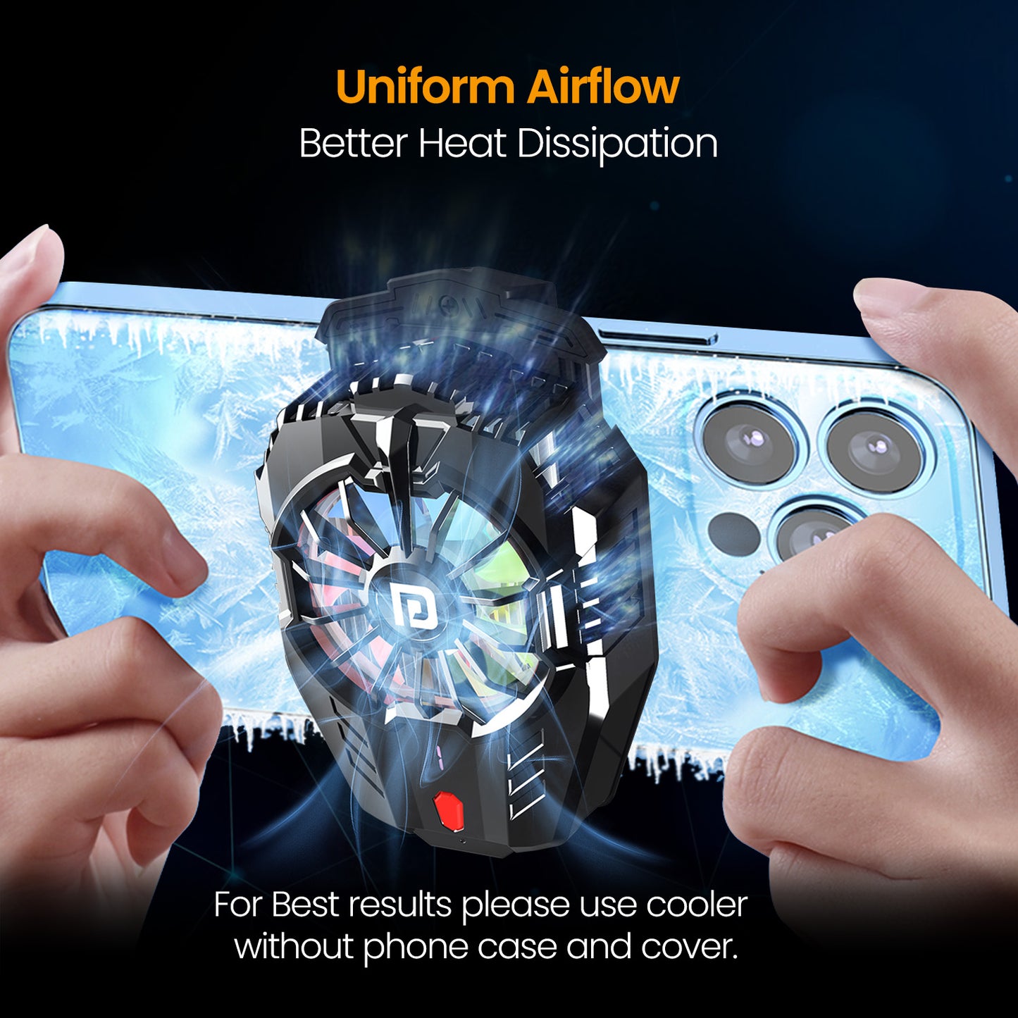 portronics cool pulse uniform airflow portable mobile fan | better heat dissipation with direct contact cooling for best results without phone case | handheld rechargeable mini fan for instant cooling during gaming | best portable fan for mobile gaming with uniform airflow