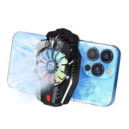 portronics cool pulse portable mobile cooling fan | radiator cooling technology with rgb led lights and led temperature display | rechargeable mini fan for instant phone cooling | best portable mobile cooling fan