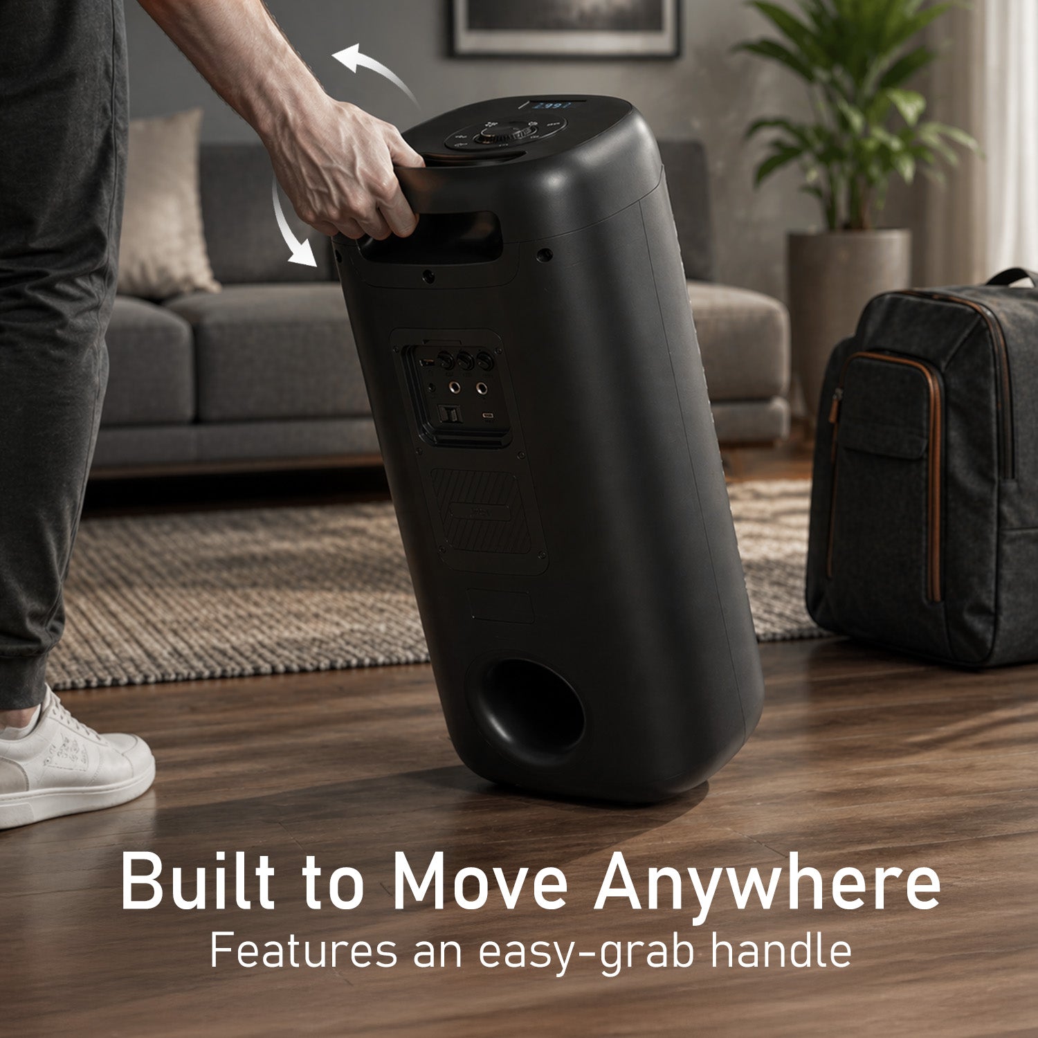 portronics dash 14 portable speaker built to move anywhere with sturdy easy grab handle for convenient carrying | rechargeable speaker with portable party speaker design | best portable bluetooth speaker for travel and outdoor use india