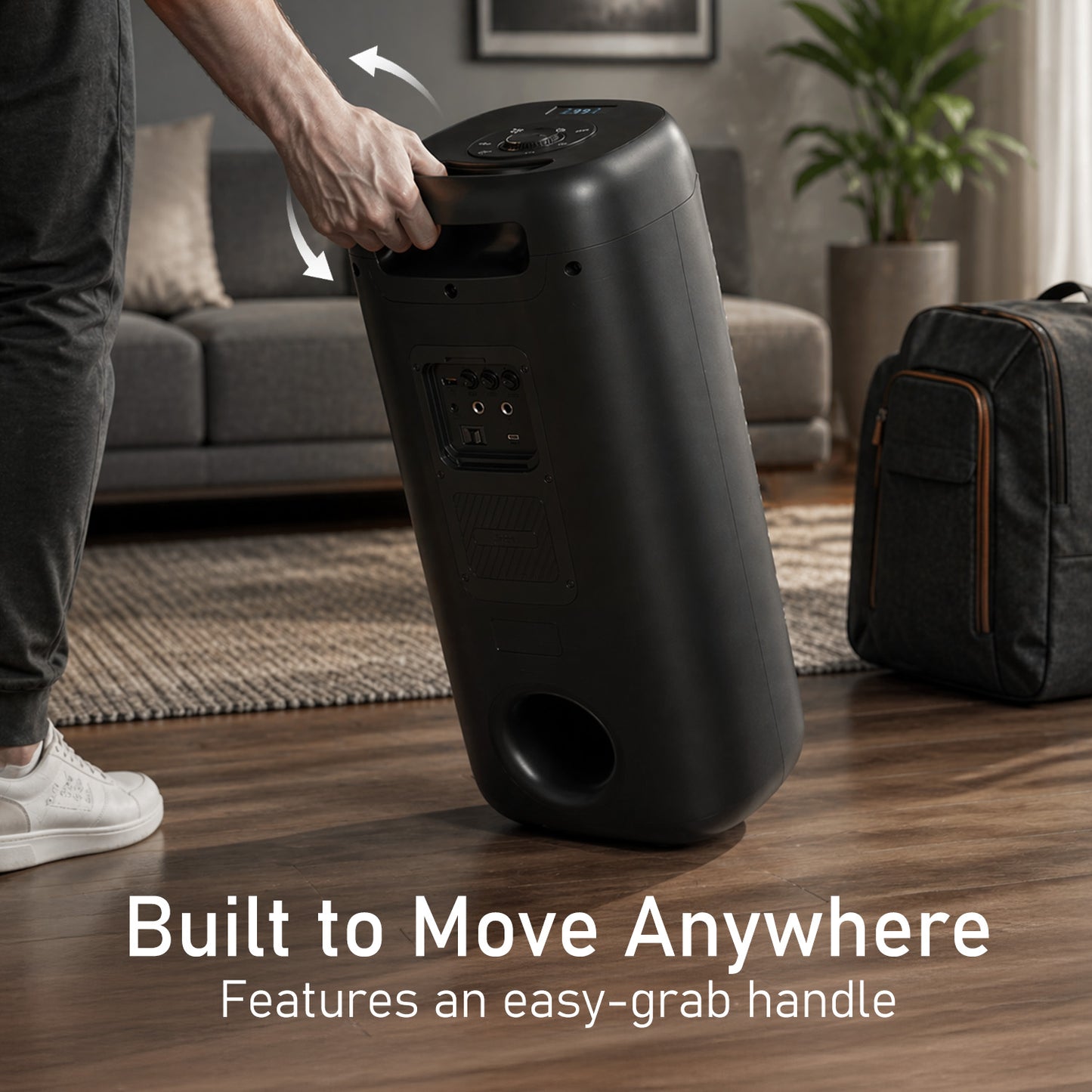 portronics dash 14 portable speaker built to move anywhere with sturdy easy grab handle for convenient carrying | rechargeable speaker with portable party speaker design | best portable bluetooth speaker for travel and outdoor use india