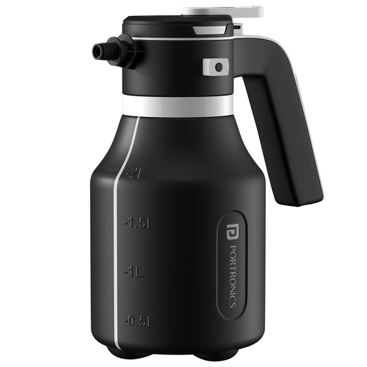 portronics foammatic 2l foam sprayer | thickened bottle body with measurement volume markings and pressure foam sprayer | holding detergent solutions for portable car washer | how to use a rechargeable foam sprayer for vehicle detailing