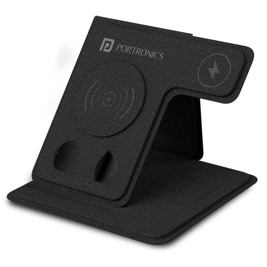 portronics freedom fold 3 3 in 1 foldable wireless charger | 15w magsafe compatible magnetic snap charging | all in one apple ecosystem device recharging | 3 in 1 wireless charger for iphone and apple watch