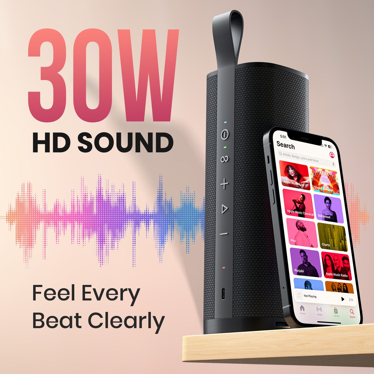 portronics fynix wireless speaker bluetooth 30w – stereo sound, mic support, and bluetooth speaker with fm for mobile devices| 30W Portable Bluetooth Speaker online at best price
