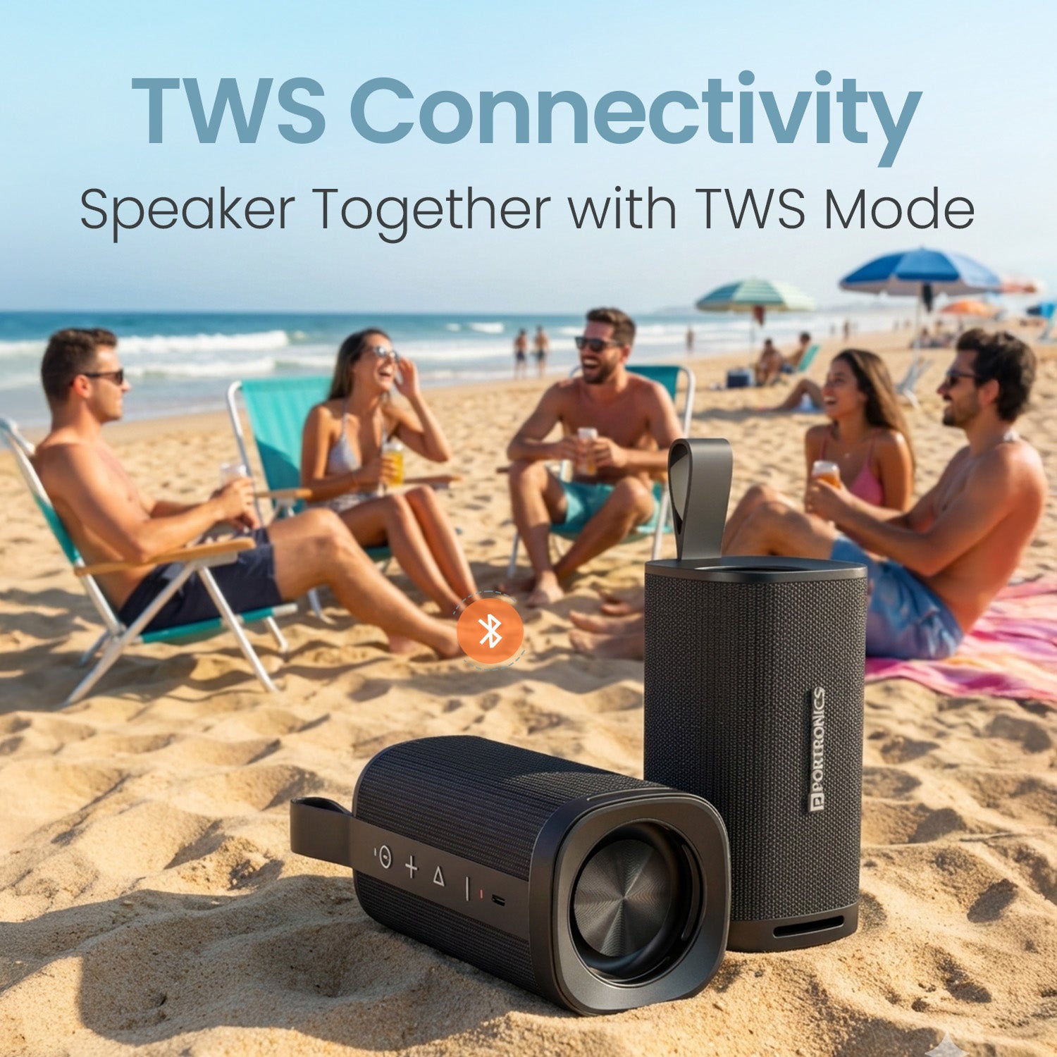 portronics fynix mini TWS bluetooth speaker for outdoor parties| enhanced bass radiator, 20w output, rechargeable battery bluetooth speaker portronics | travel & home stereo portable speaker