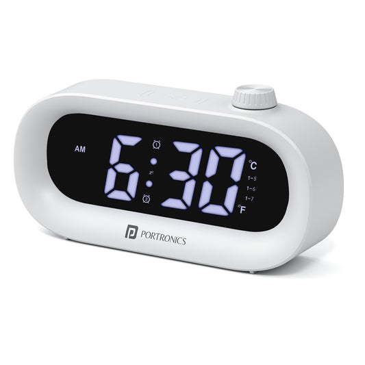 portronics glowtime smart alarm clock | digital led display smart alarm clock | checking room temperature table clock with alarm | alarm clock with temperature for home desk