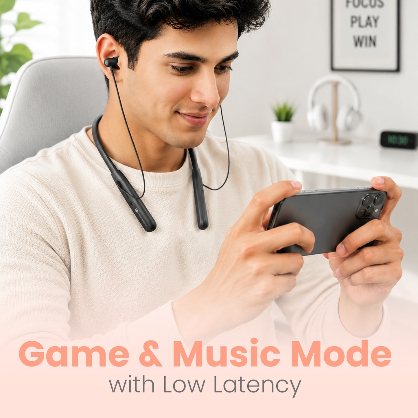 Black portronics harmonics prime gaming wireless headset | dedicated game and music mode with low latency | lag-free mobile gaming and entertainment | best gaming neckband earphones under 1000