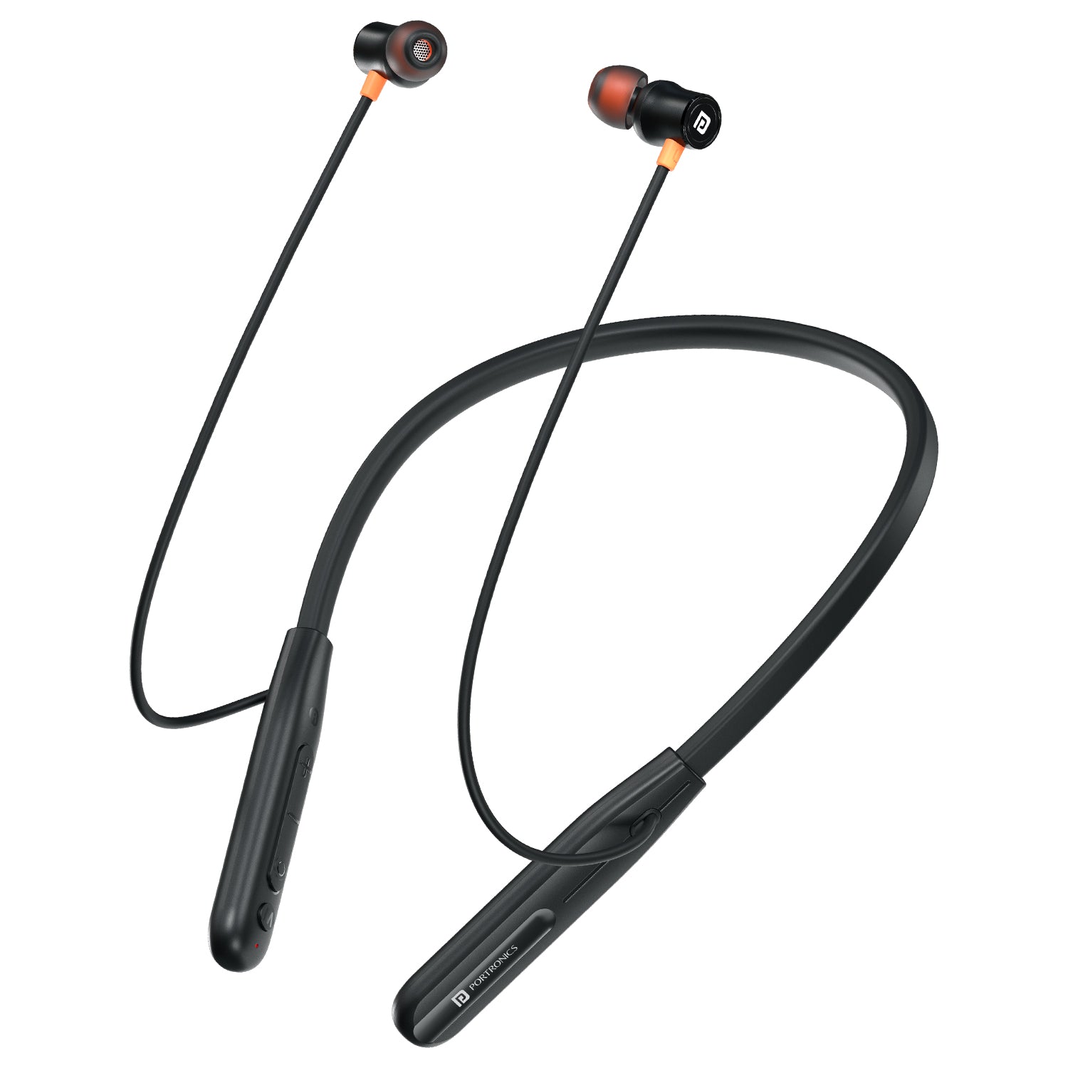 Black portronics harmonics prime wireless stereo headset | lightweight ergonomic neckband with comfortable fit | daily handsfree music streaming | best wireless earphones with long battery life
