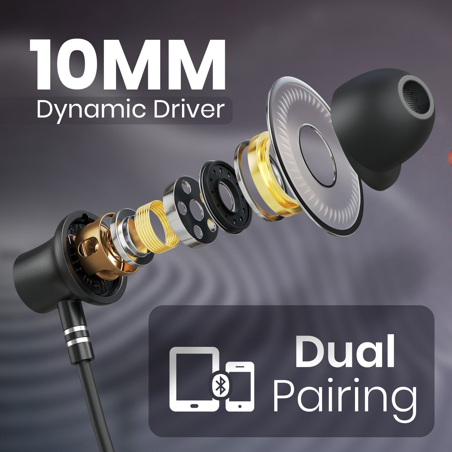 portronics harmonics z14 10mm dynamic driver earphone | bluetooth headphone with deep bass | wireless neckband earphones with powerful sound clarity and punchy bass
