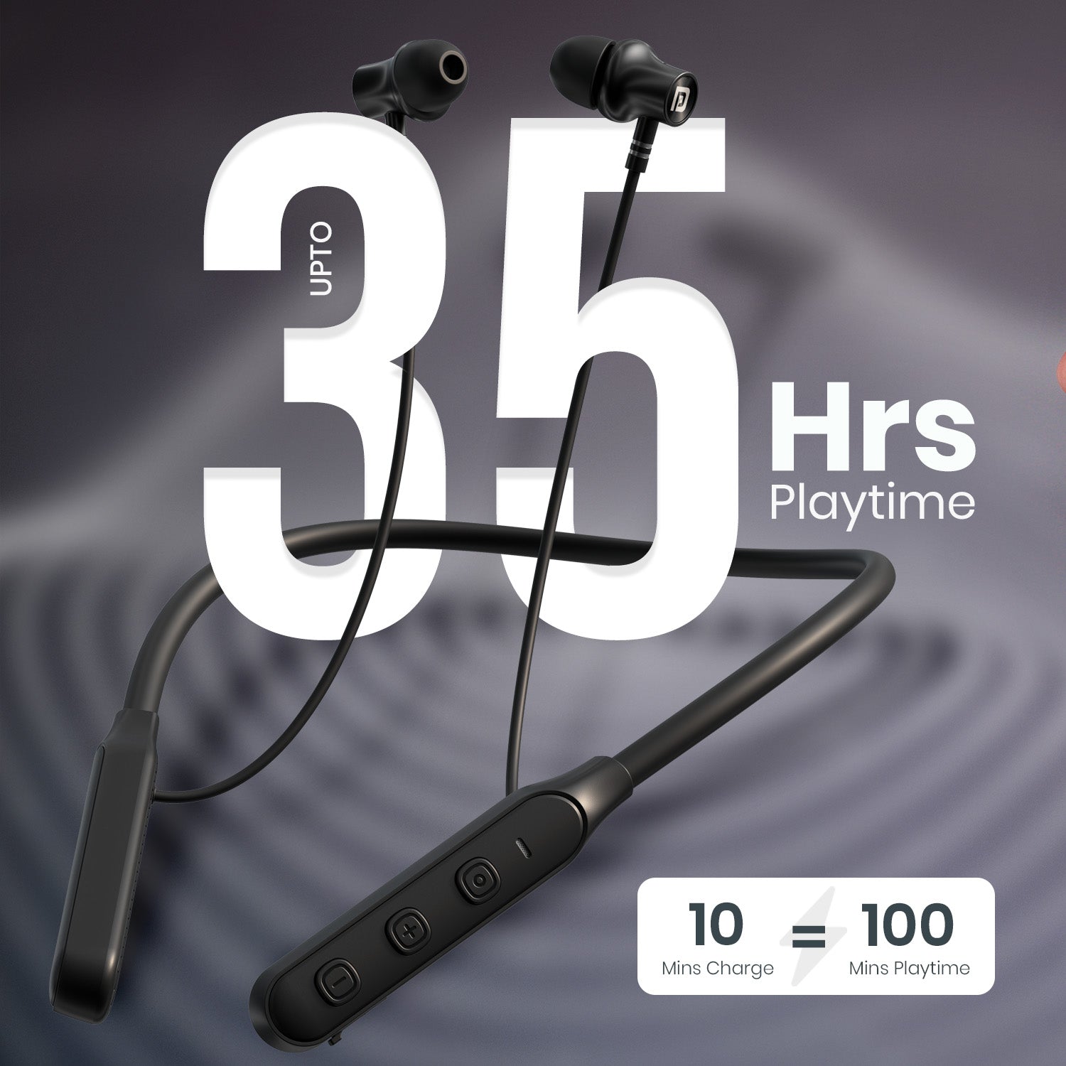 portronics harmonics z14 wireless earphones 35 hours playtime | neckband headphones long battery life | best bluetooth neckband for travel work and extended use

