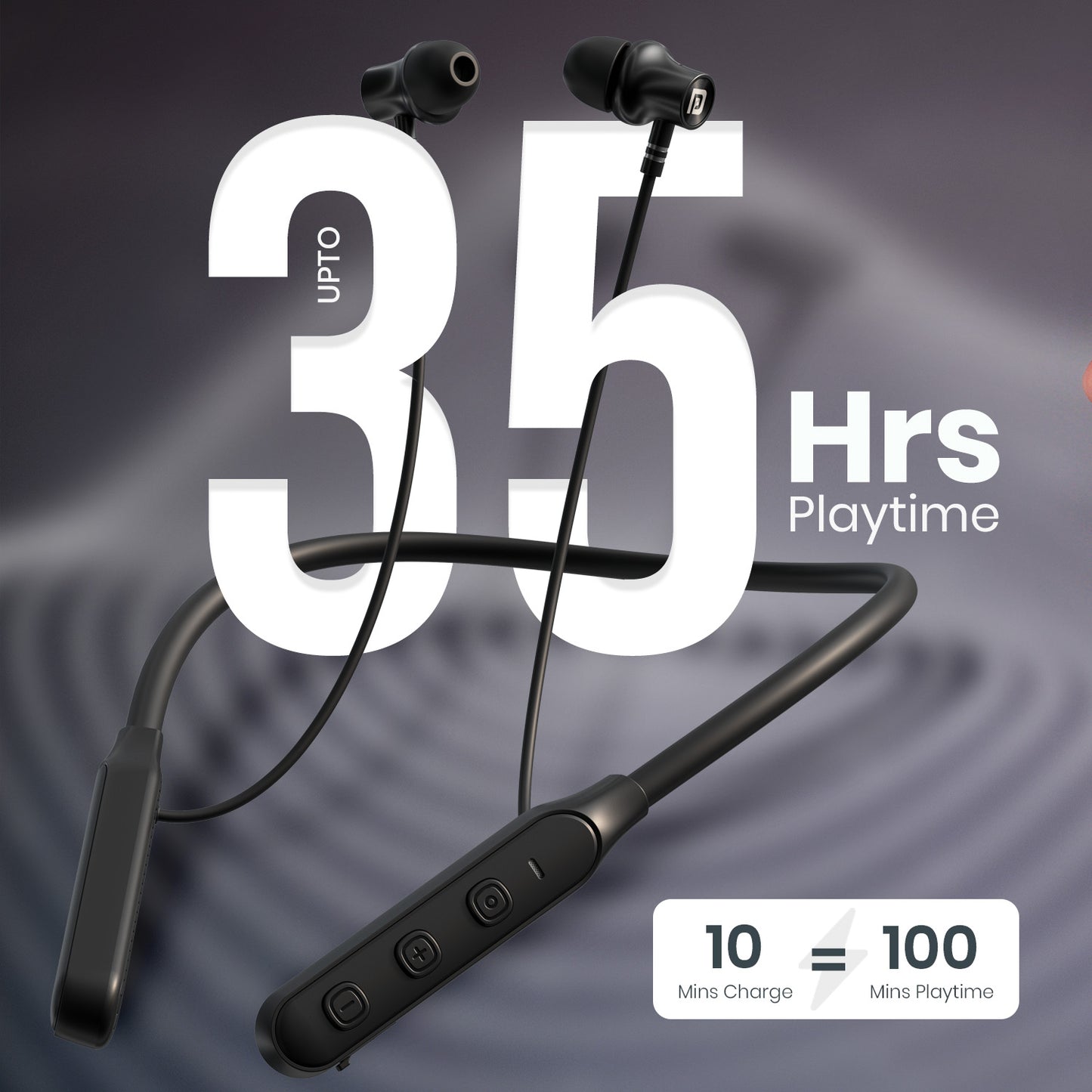 portronics harmonics z14 wireless earphones 35 hours playtime | neckband headphones long battery life | best bluetooth neckband for travel work and extended use

