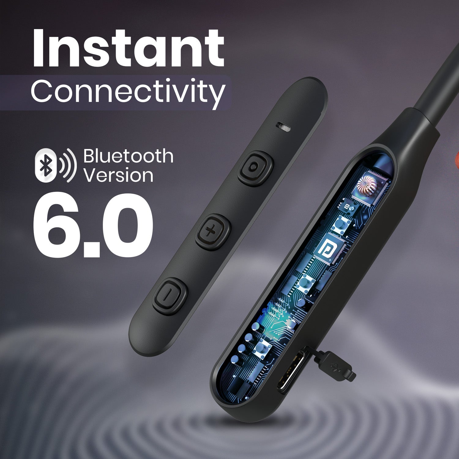 portronics harmonics z14 bluetooth 6.0 wireless neckband | bluetooth headphone with fast pairing | advanced bluetooth neckband earphones with stable connection and low energy consumption
