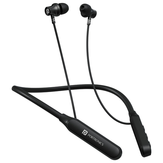 portronics harmonics z14 wireless neckband | neckband earphones bluetooth neckband | wireless stereo neckband headphones with magnetic latch and ergonomic design
