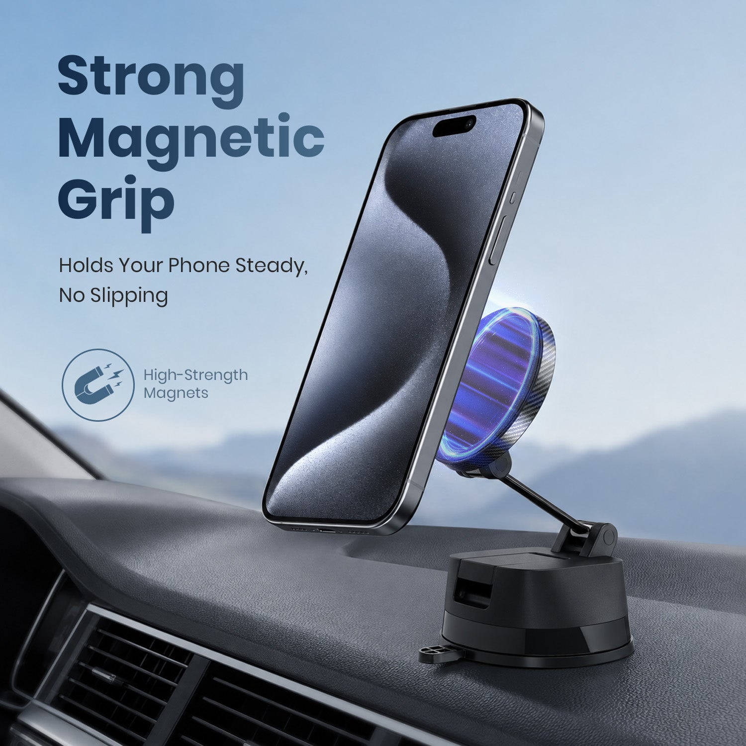 portronics hold x plus magnetic mobile holder | magsafe compatible head magsafe mobile holder | dashboard attachment car phone holder | magnetic phone holder best phone holder for navigation while driving in india