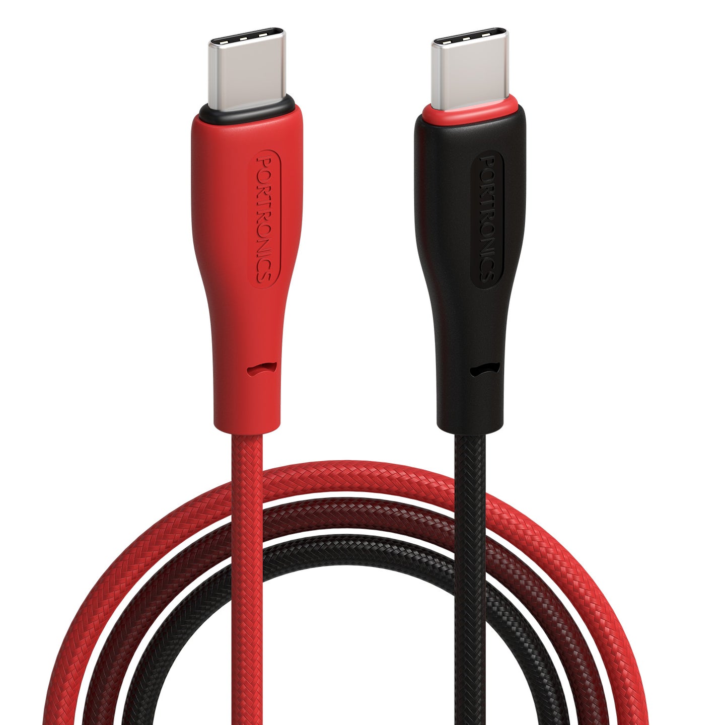 Portronics HUE X - Type C To Type C 60W 1M, Black+Red - View 1