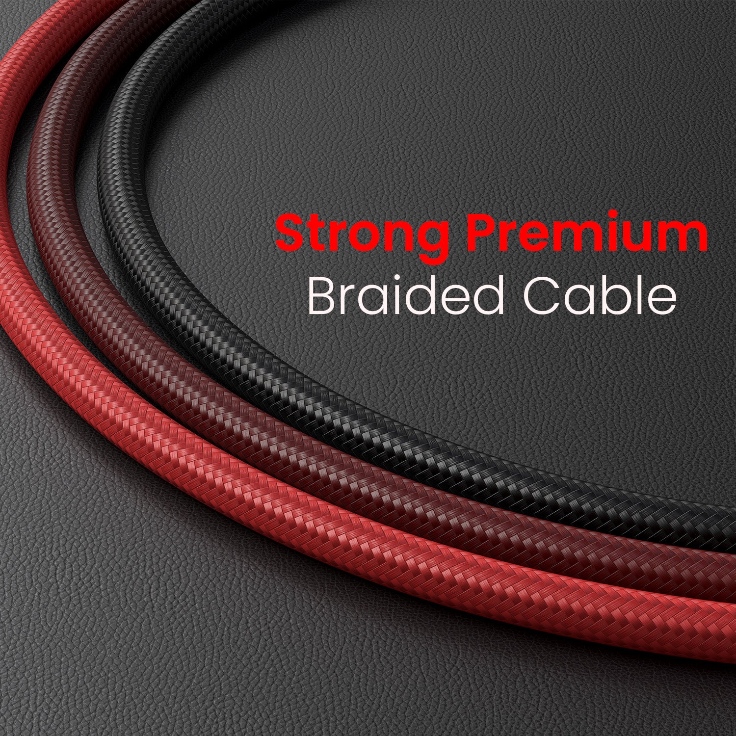 Black portronics hue x type c cable | reinforced connector heads with durable braided jacket | stylish and reliable type c to type c cable for charging and data sync