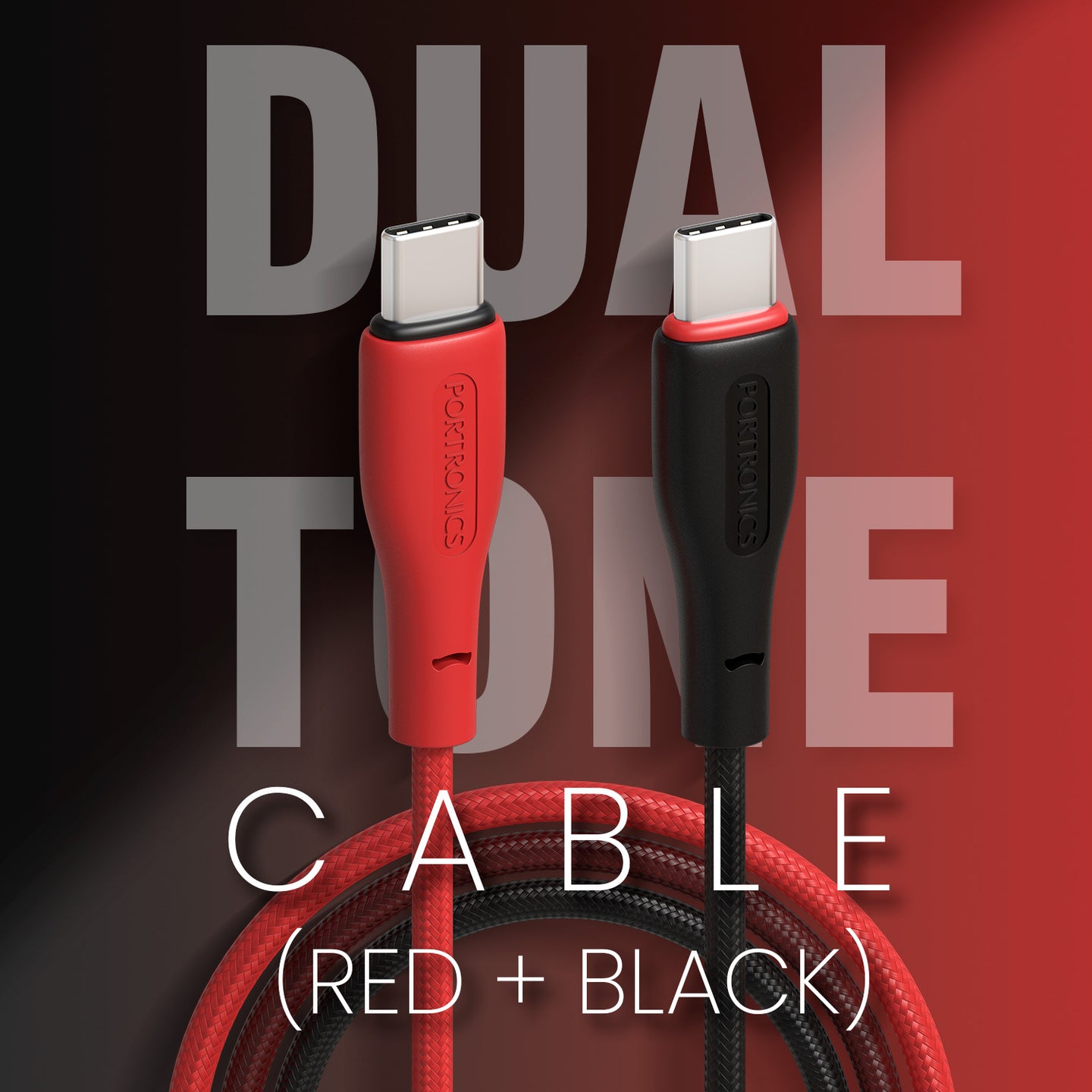 Portronics HUE X - Type C To Type C 60W 1M, Black+Red thumbnail 3