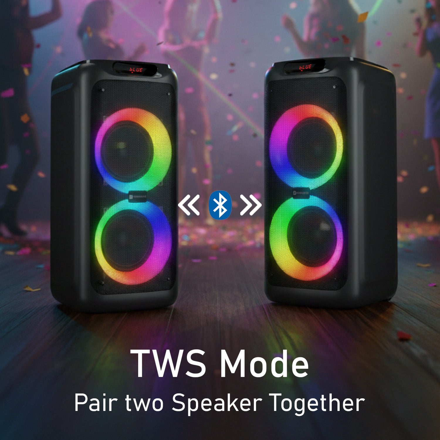 portronics iron beats 5 wireless speaker system | tws enabled speakers with 8 inch dual bass drivers bluetooth 5.3 connectivity and stable low latency audio performance