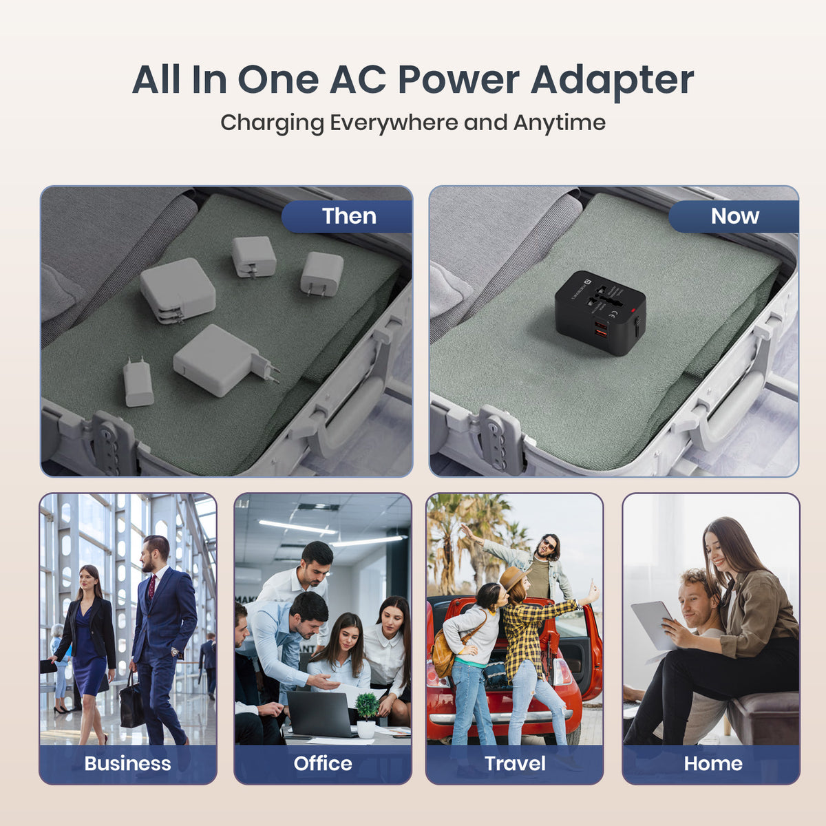 portronics juicemate 2 pro travel adapter with usb | all-in-one consolidated charging design replacing multiple loose converter plugs international charger adapter | streamlining business trips and family vacations without packing clutter multi usb adapter | why use an all-in-one travel adapter with usb instead of multiple plugs