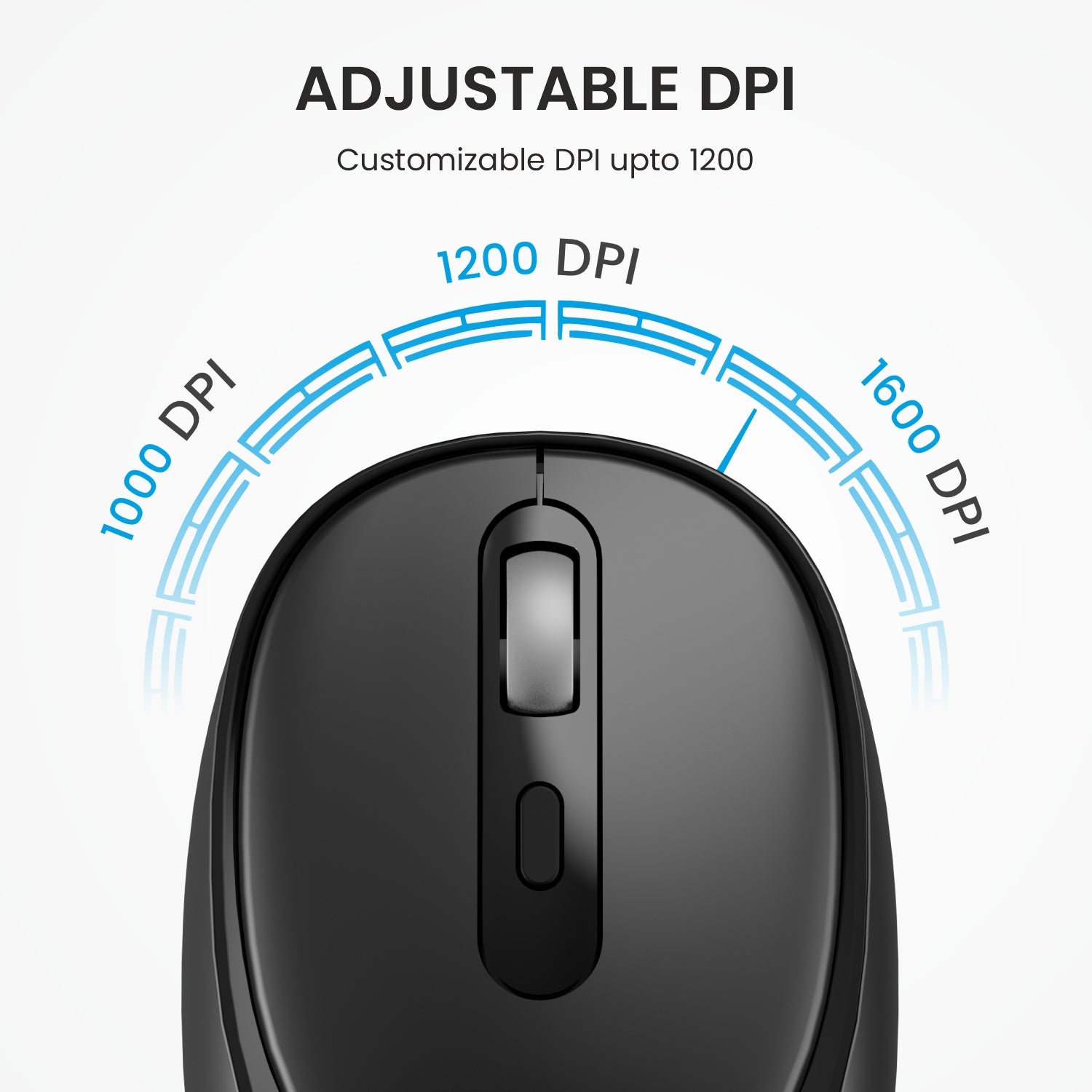 Grey+Black portronics key7 combo wireless mouse with adjustable dpi up to 1600 – hi-precision optical tracking for accurate cursor movement on laptop and desktop
