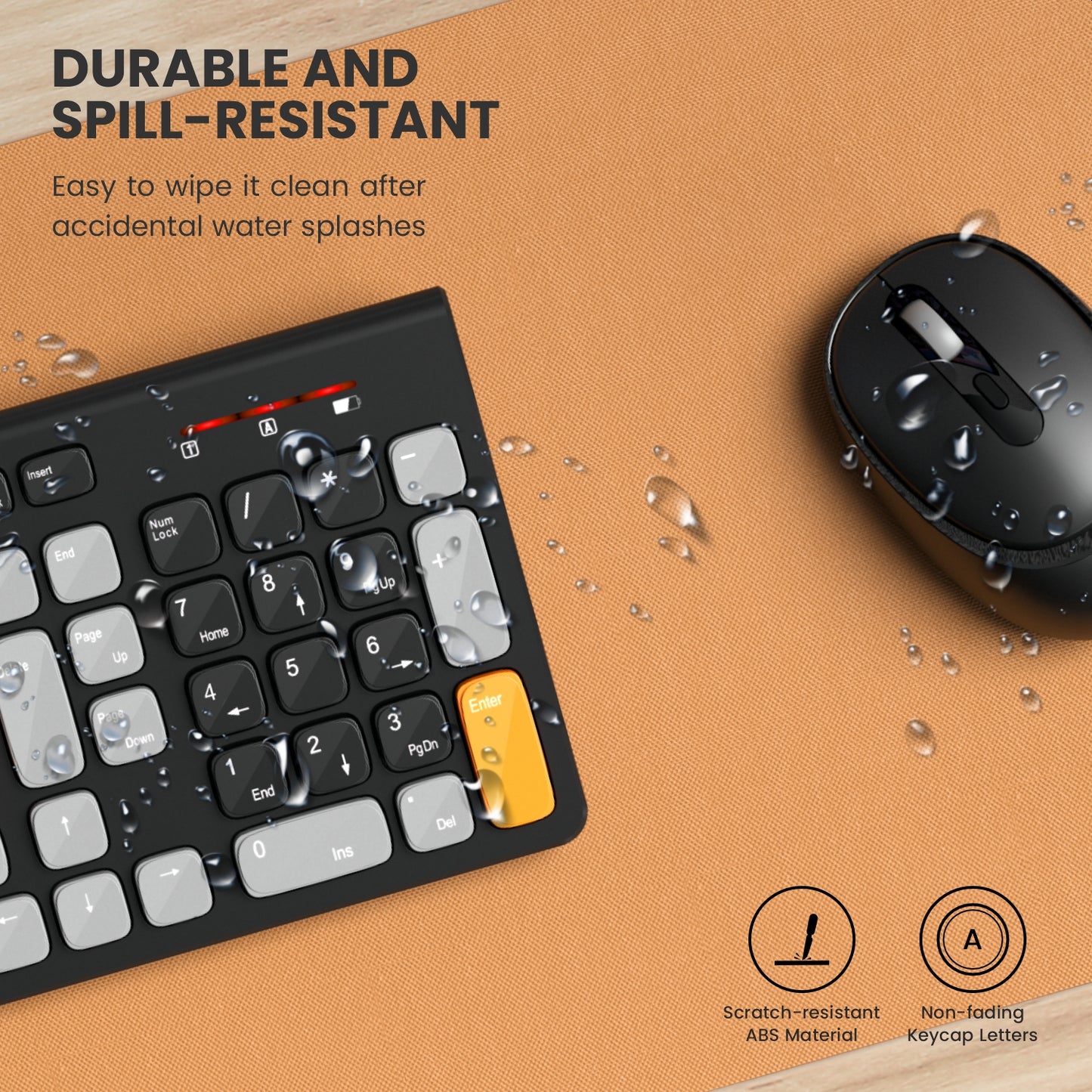 Black +Orange portronics key7 combo durable spill-resistant laptop keyboard – scratch-resistant abs material and non-fading keycap letters