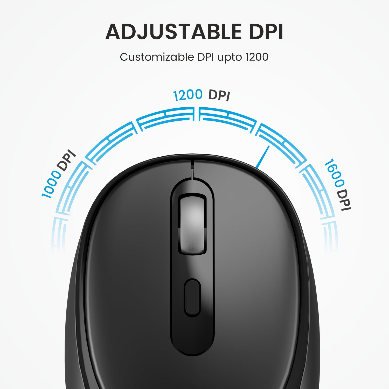 Black portronics key7 combo wireless mouse with adjustable dpi up to 1600 – hi-precision optical tracking for laptop, macbook and computer