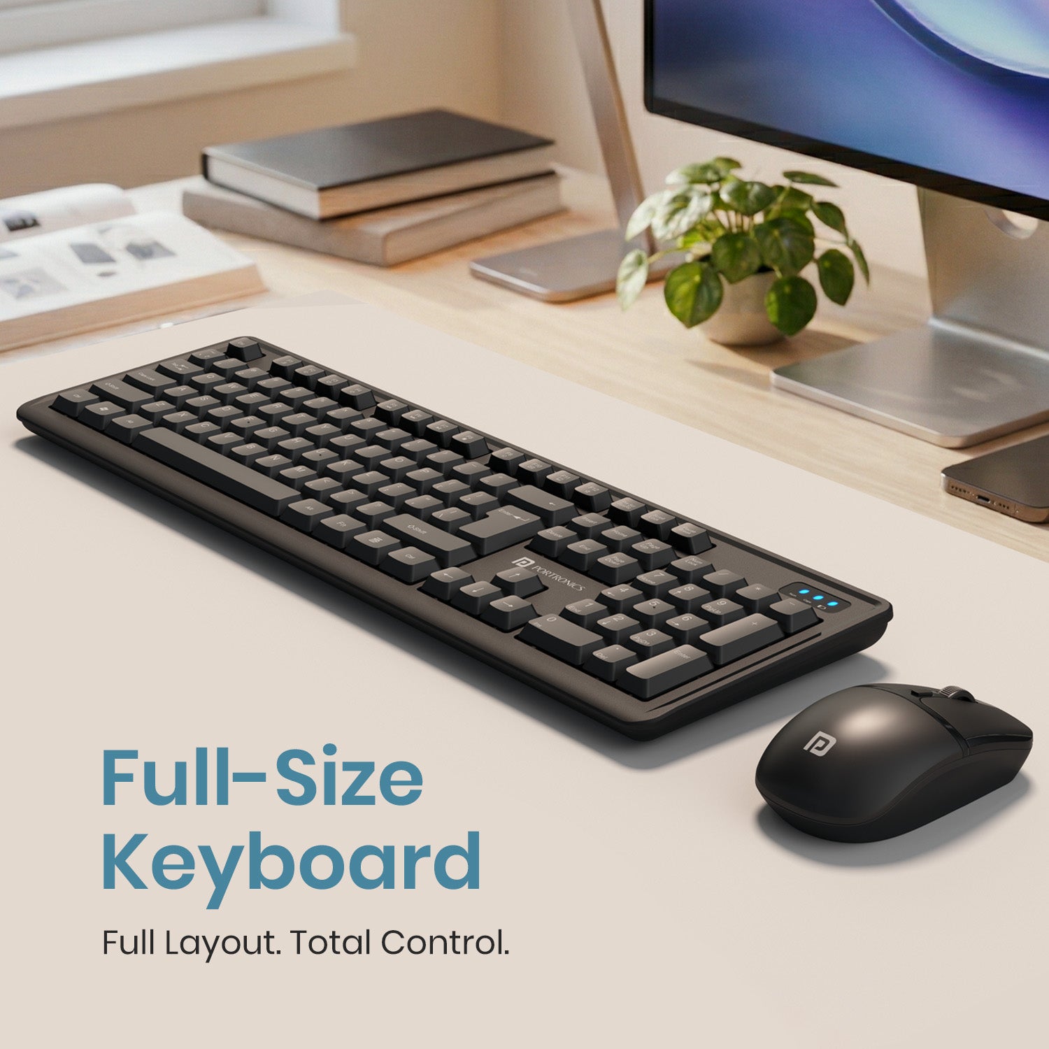 portronics key air combo full size wireless keyboard | full size layout dedicated numeric keypad usb wireless keyboard | comfortable typing angle laptop keyboard | keyboard for laptop