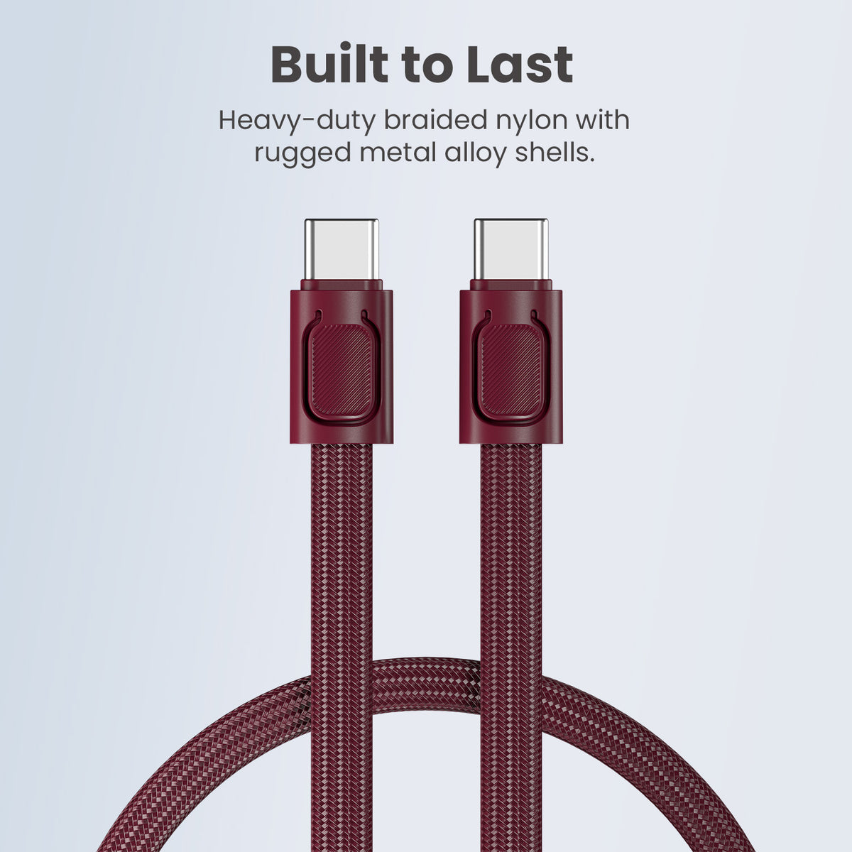 Red portronics keylink c metal connector cable | reinforced metal alloy shell and wear resistant braided nylon cable | long lasting tangle free cord for everyday charging universal type c cable | most durable braided nylon type c cable for everyday wear