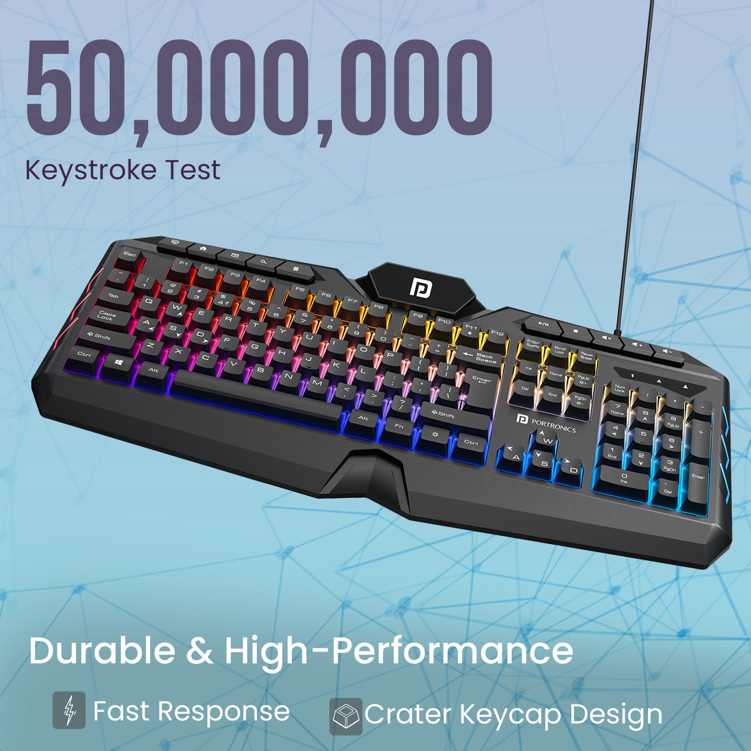 portronics ki pad 5 wired gaming keyboard | 50 million keystrokes durable keyboard combo | best long-lasting gaming keyboard under 1000
