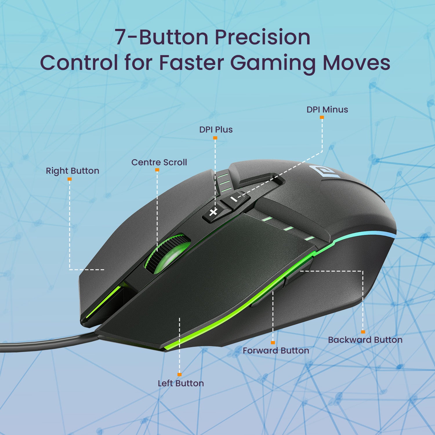 portronics ki pad 5 gaming mouse wired | 7-button ergonomic mouse with adjustable dpi | best wired gaming mouse under 1000 for pc and laptop