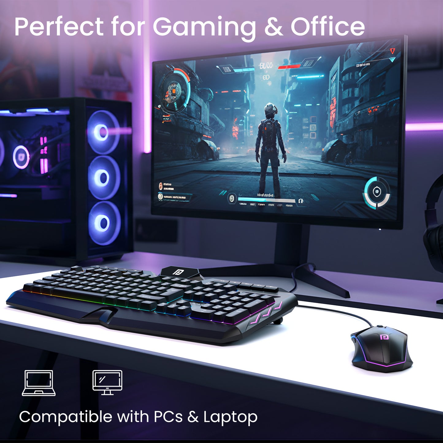 portronics ki pad 5 keyboard combo | perfect wired keyboard & mouse for gaming and office | plug & play usb-a computer keyboard compatible with pc and laptop