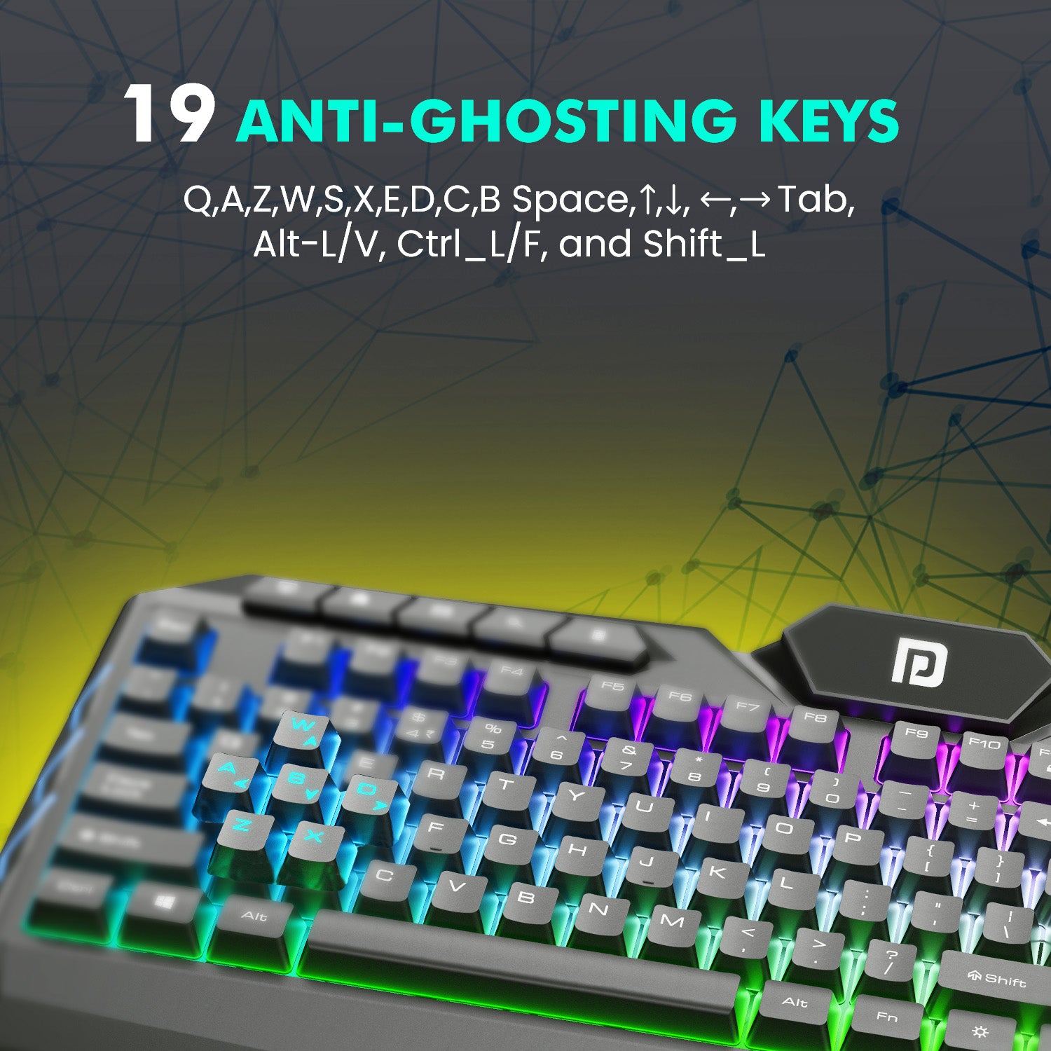 portronics ki pad 5 wired gaming keyboard | 19 anti-ghosting keys for seamless gameplay | best gaming keyboard under 1000 for windows pc