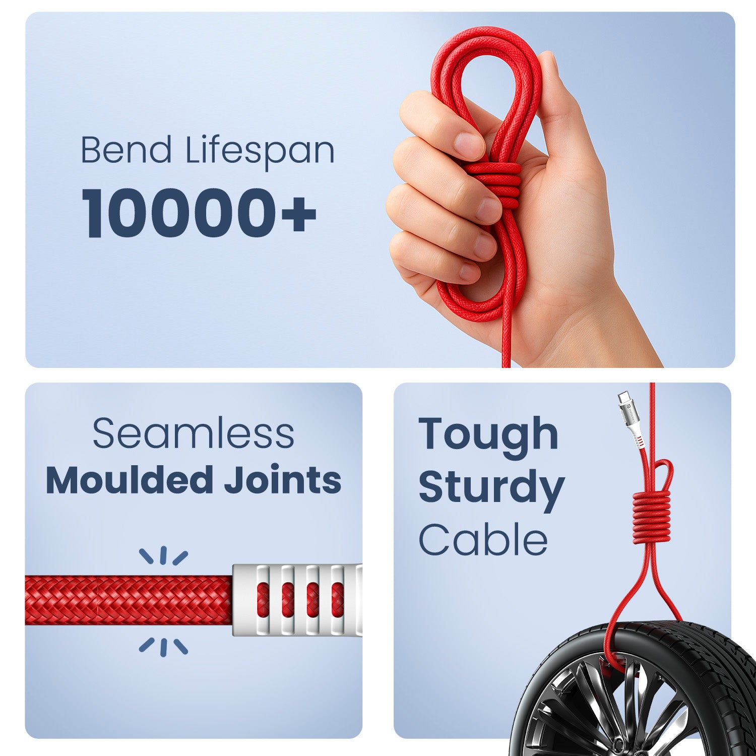 portronics konnect y charging cable | premium nylon braided usb cable with long reach | data cable for reliable file transfer and charging