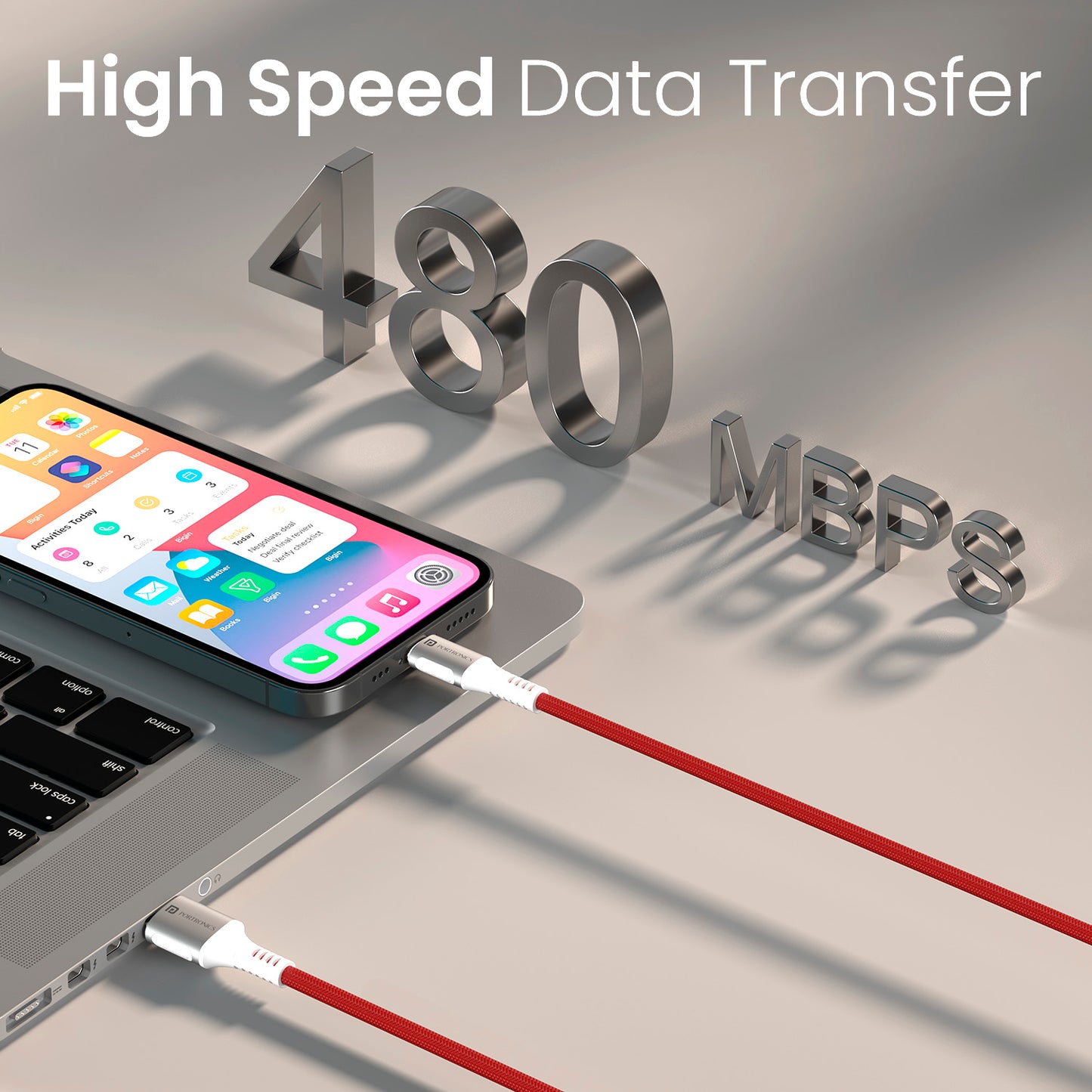 portronics konnect y usb to type-c cable | supports fast charging and stable data transfer | c type cable designed for power and sync performance| data cable for 480mbps data transfer