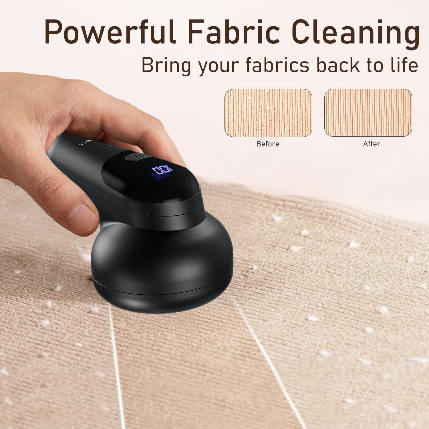 portronics lint x portable lint remover | rechargeable fabric and cloth lint remover for sofas cushions blankets and garments | durable fabric shaver with mesh safety guard