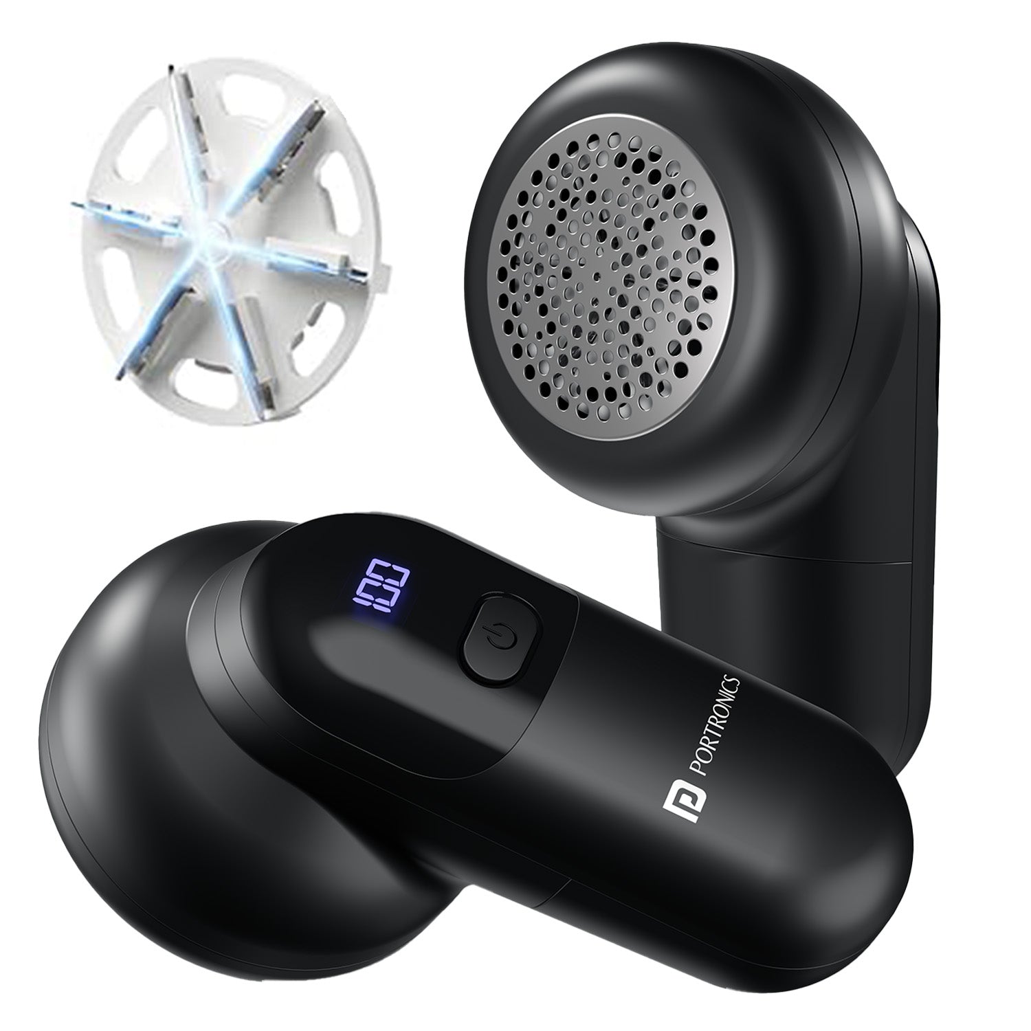 portronics lint x rechargeable fabric and cloth lint remover | 6 blade stainless steel system with 120 degree cutting angle | high efficiency lint remover for clothes