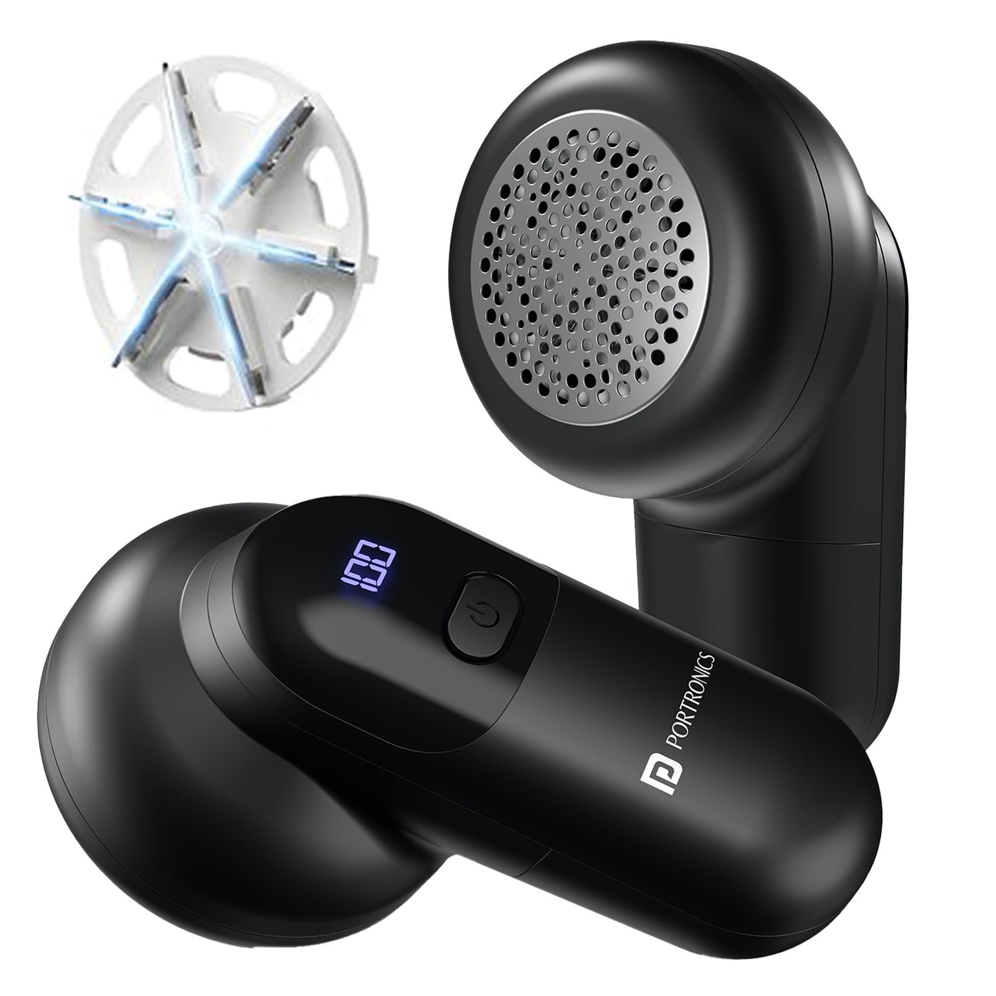 portronics lint x rechargeable fabric and cloth lint remover | 6 blade stainless steel system with 120 degree cutting angle | high efficiency lint remover for clothes