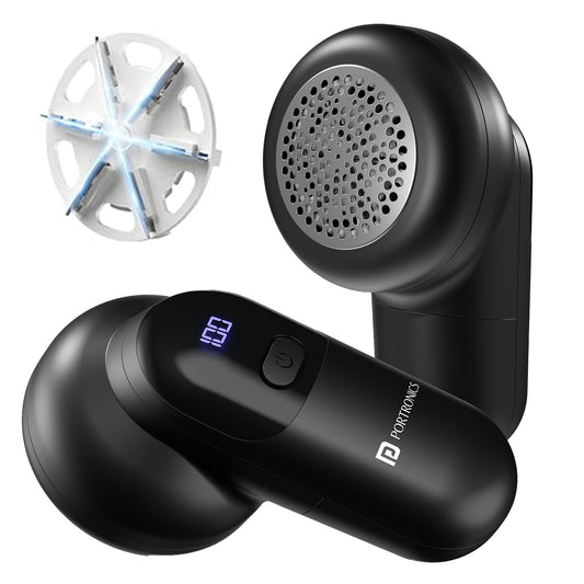 portronics lint x rechargeable fabric and cloth lint remover | 6 blade stainless steel system with 120 degree cutting angle | high efficiency lint remover for clothes